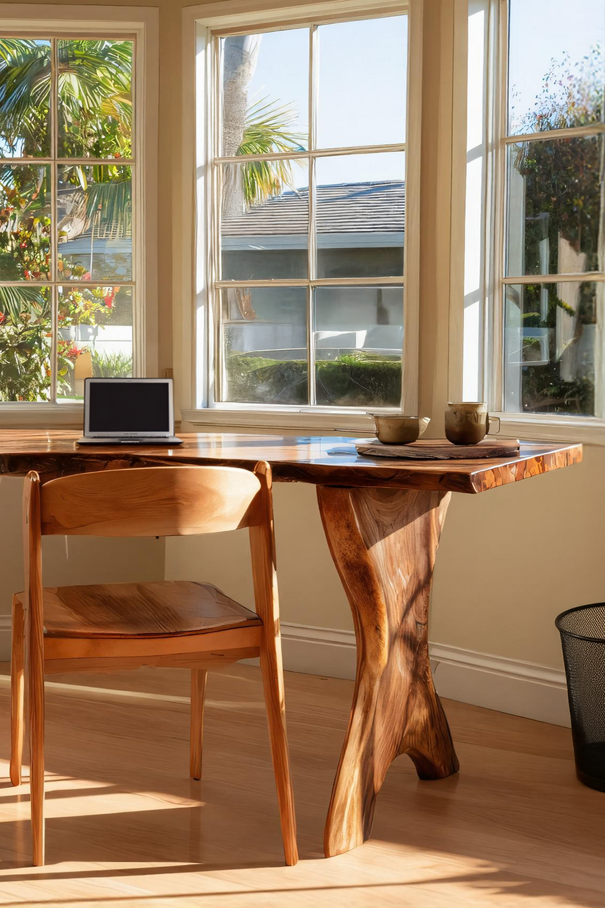 Mid Century Wooden Work Desk For Home Office Interior Design