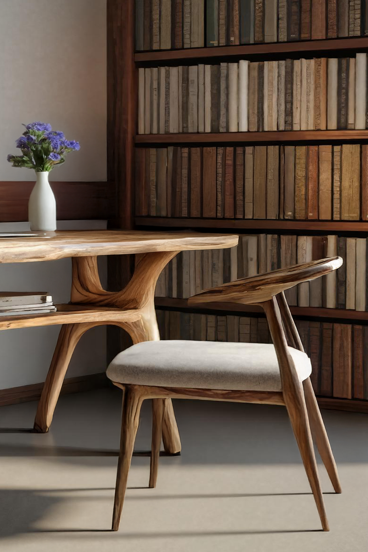 Mid Century Solid Wood Desk For Stylish Bedroom Workspace