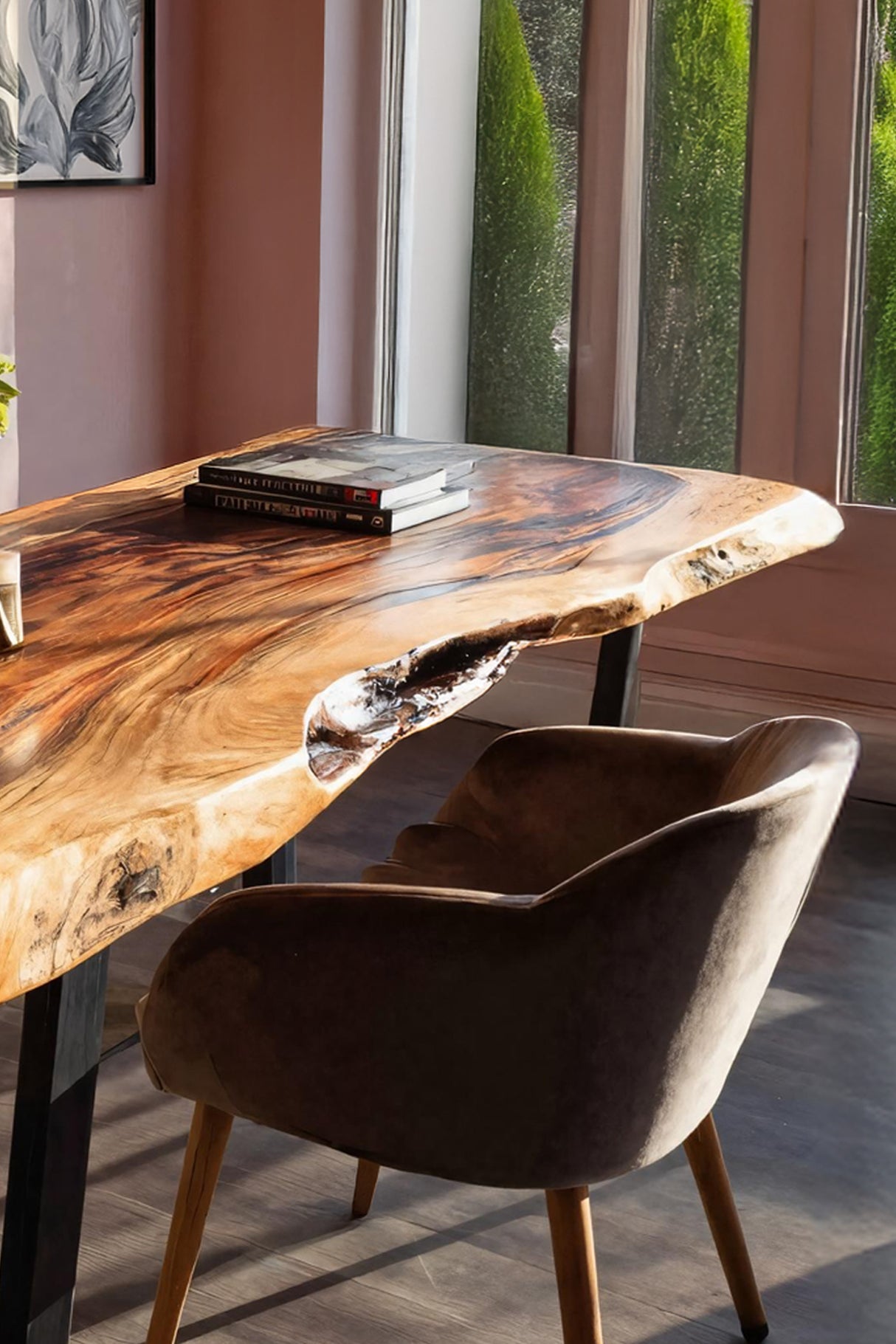 Modern Wooden Live Edge Desk For Small Spaces