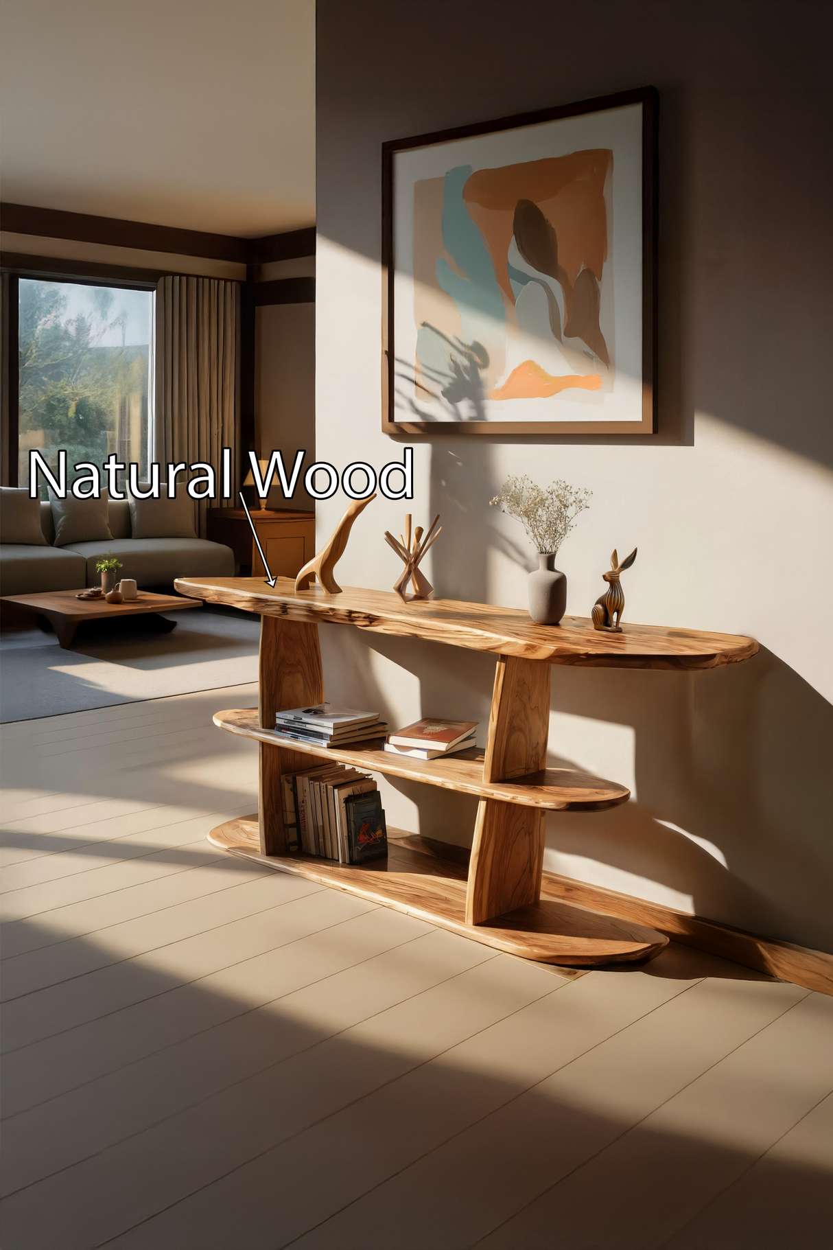 Mid Century Live Edge Console Table For Contemporary Decor