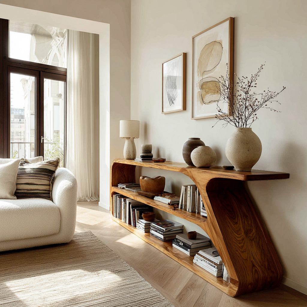 Minimalist Wooden Console Table For Living Room Display