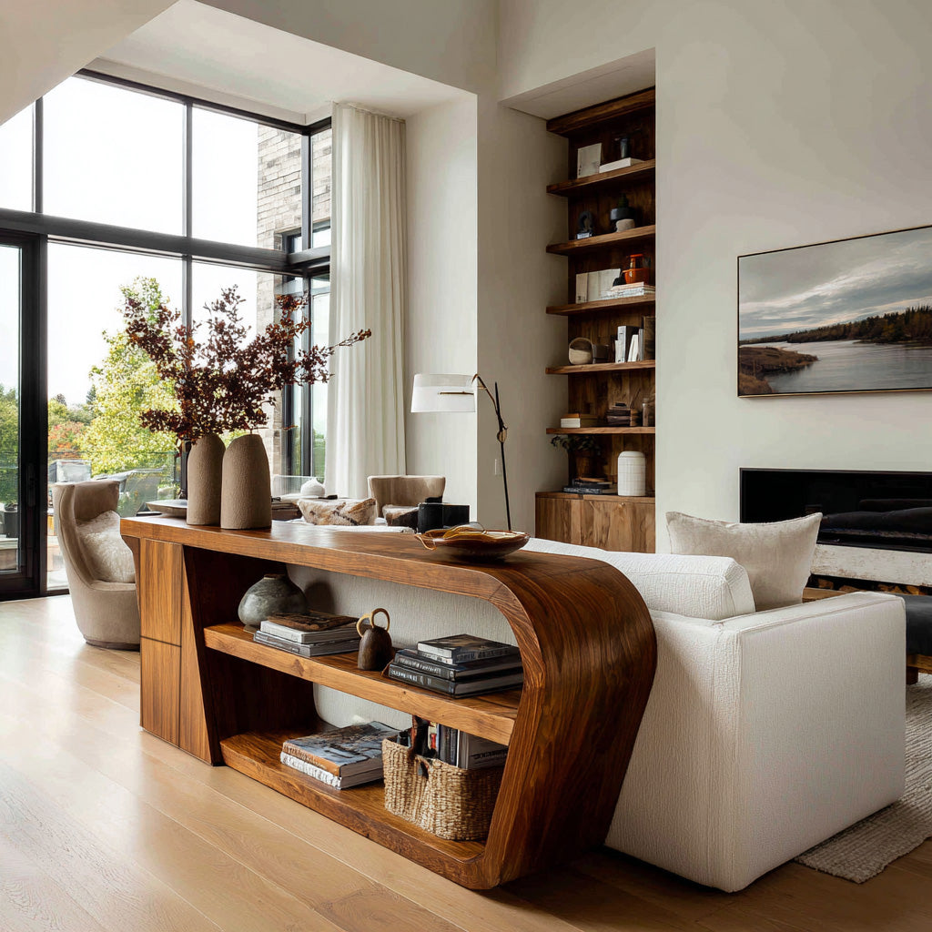 Minimalist Wood Console Table For Living Room Styles