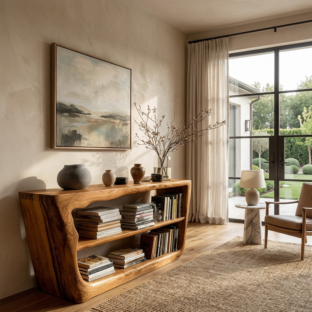 Minimalist Wooden Console Table For Living Room Storage