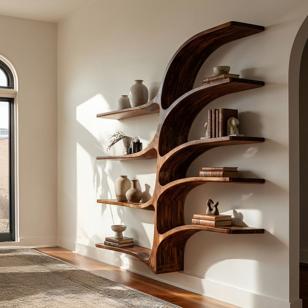 Farmhouse Style Wooden Wall Shelf For Living Room Decor