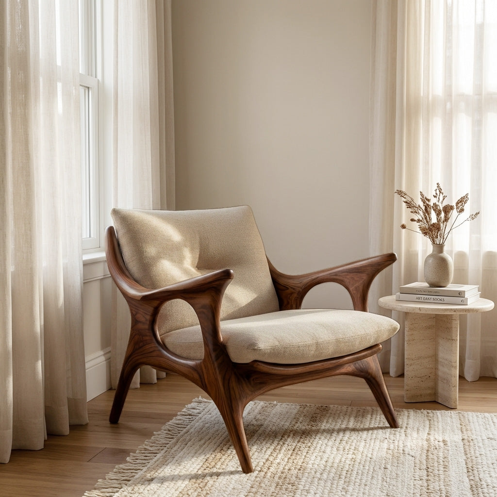 Minimalist Wooden Lounge Chair For Living Room Interior