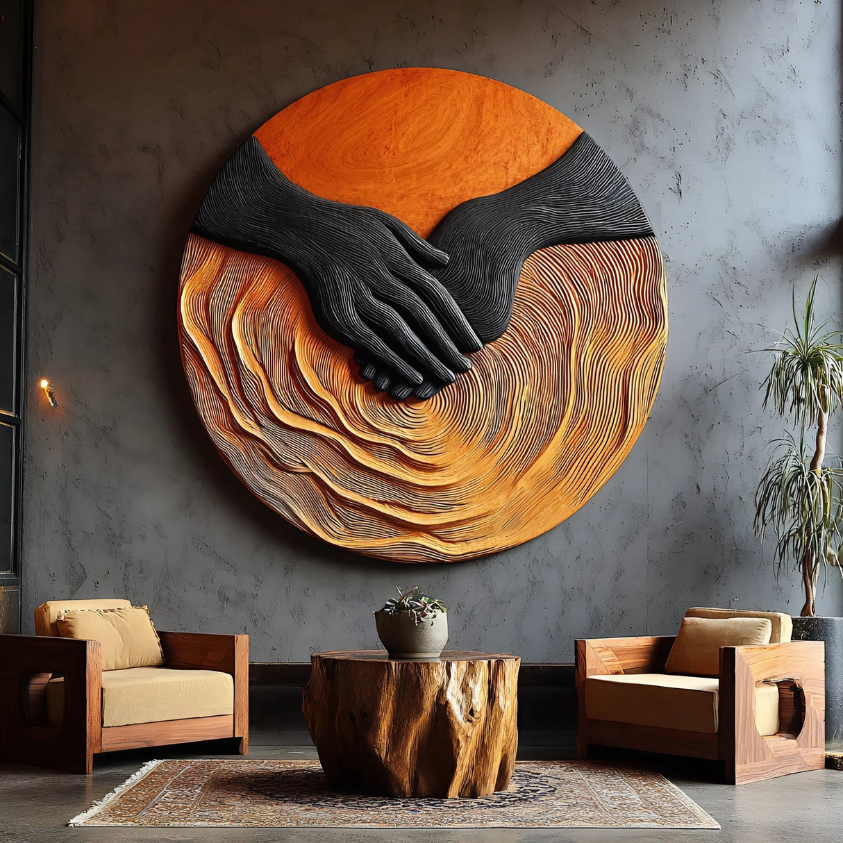 Modern Solid Wood 3D Sculpture Wall Decor For Entryway And Living Room