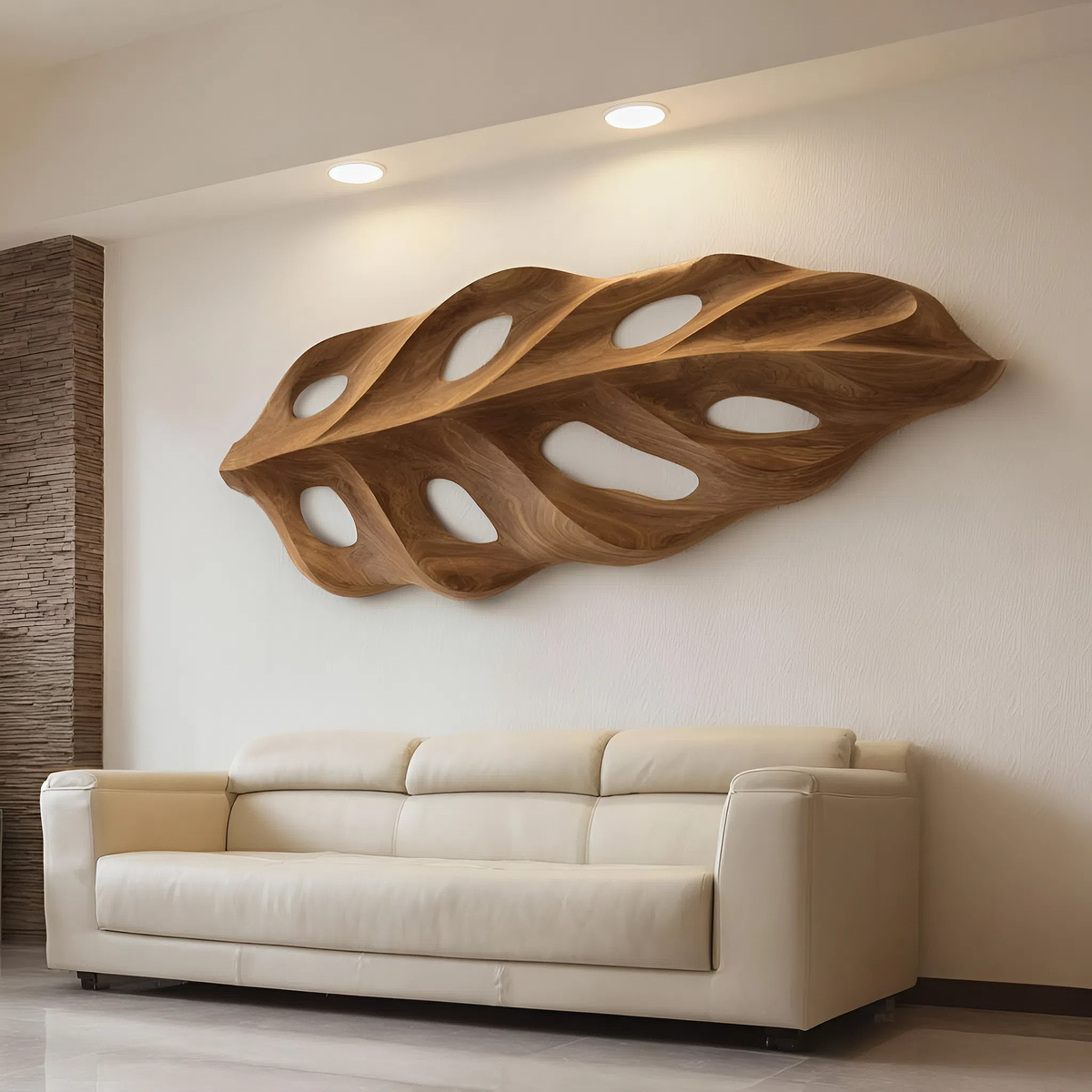 Organic Wall Art With Leaf Panel Design For Living Room – ET Woodcrafts