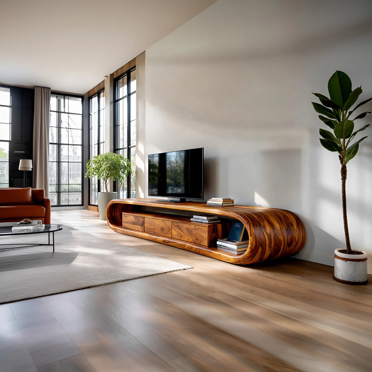 Luxury TV Cabinet With Built In Drawer Storage For Living