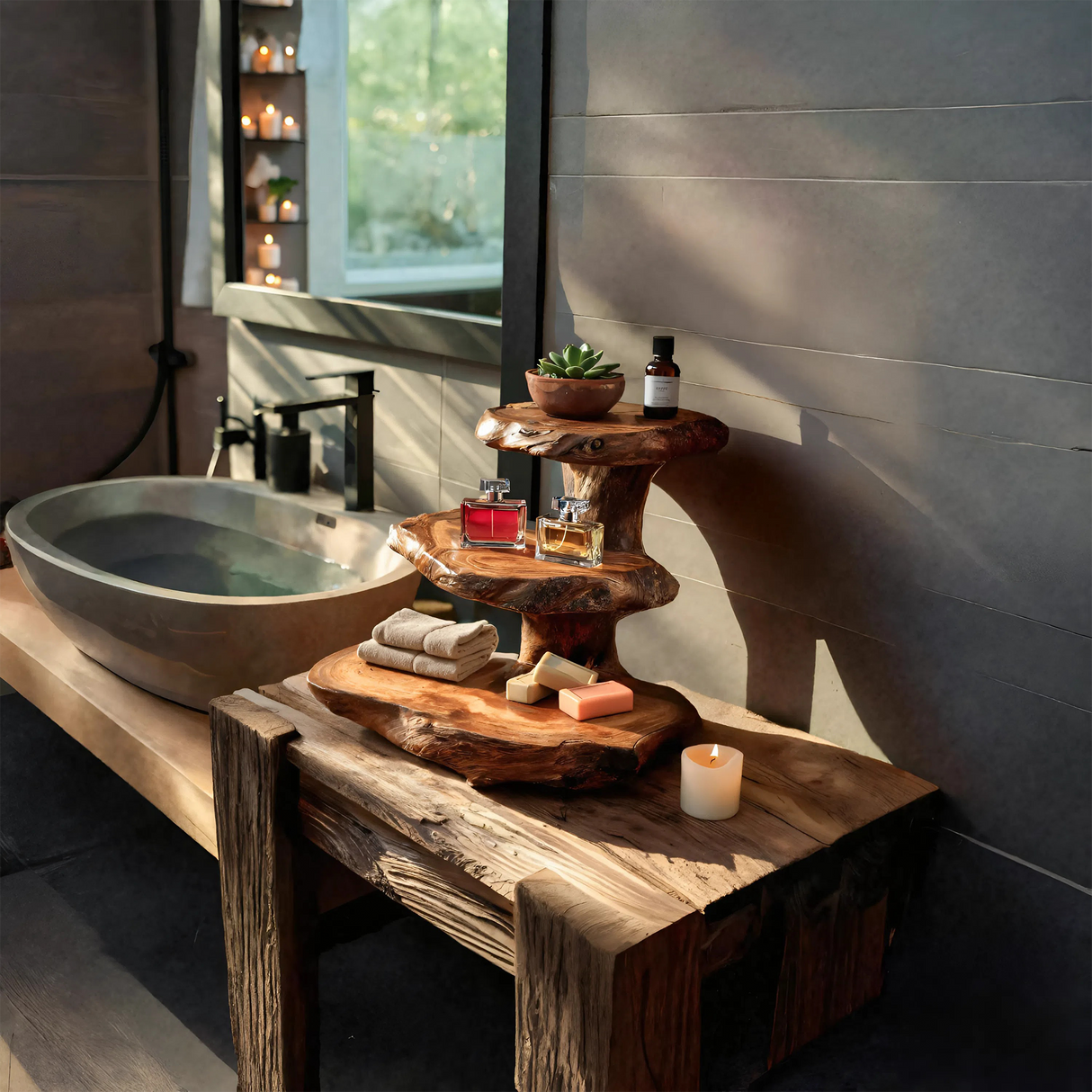 Rustic Bathroom Shelf Nature Inspired For Bathroom