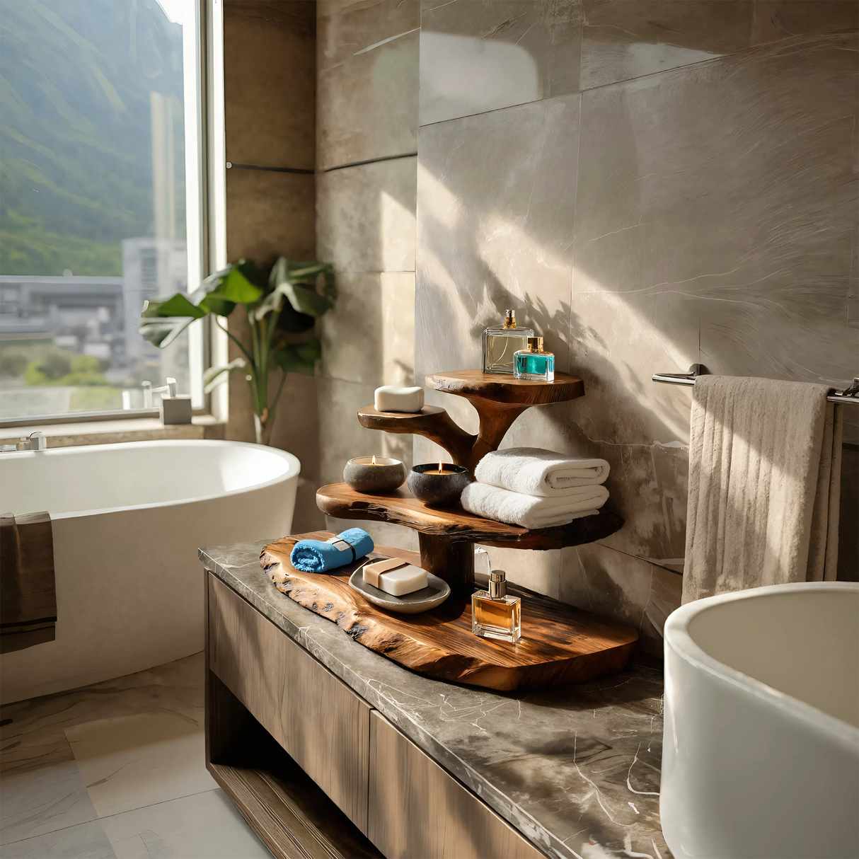 Luxury Curved Bathroom Shelf Tiered Stand For Bathroom Decor