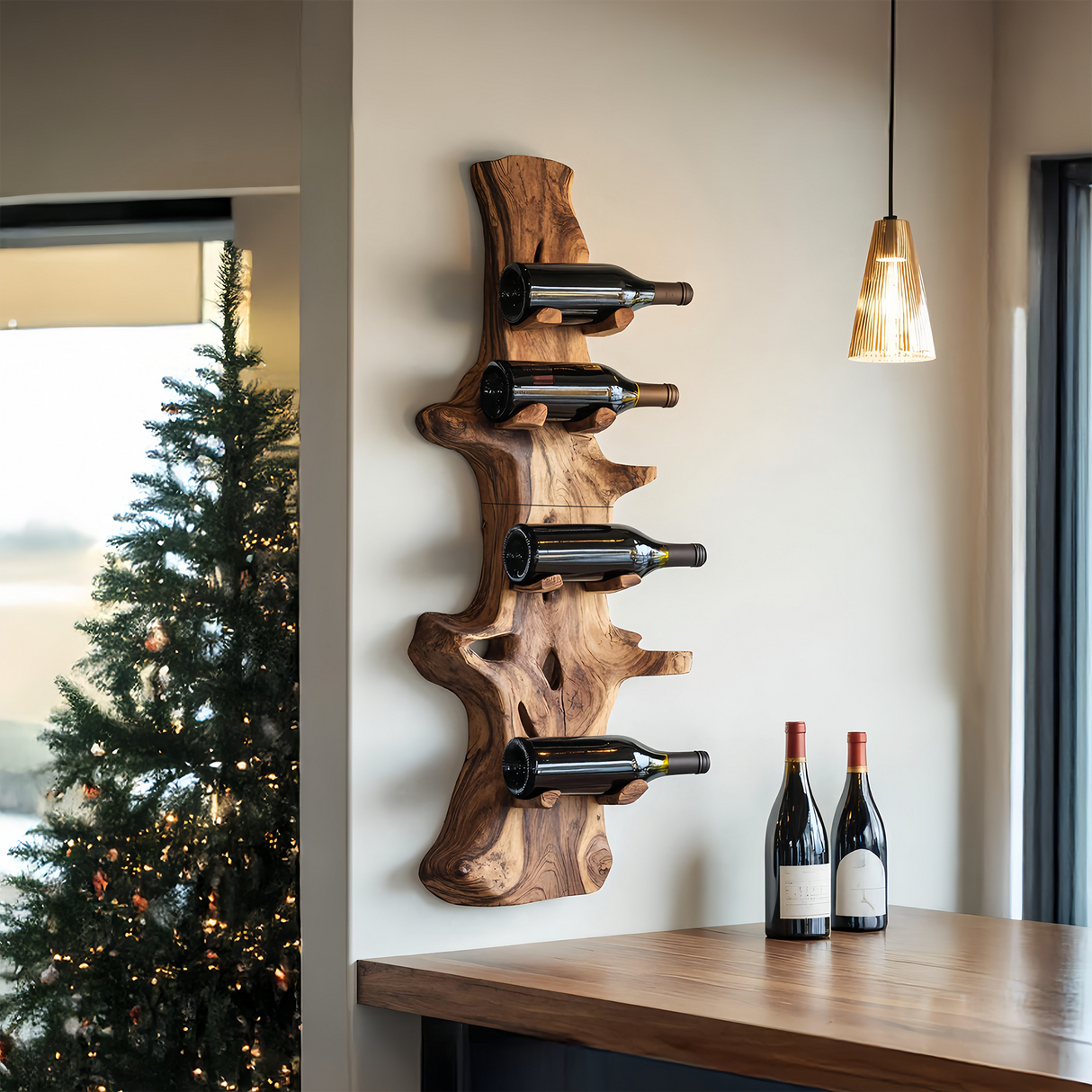 Handcrafted Live Edge Wine Holder For Modern Furniture Decor