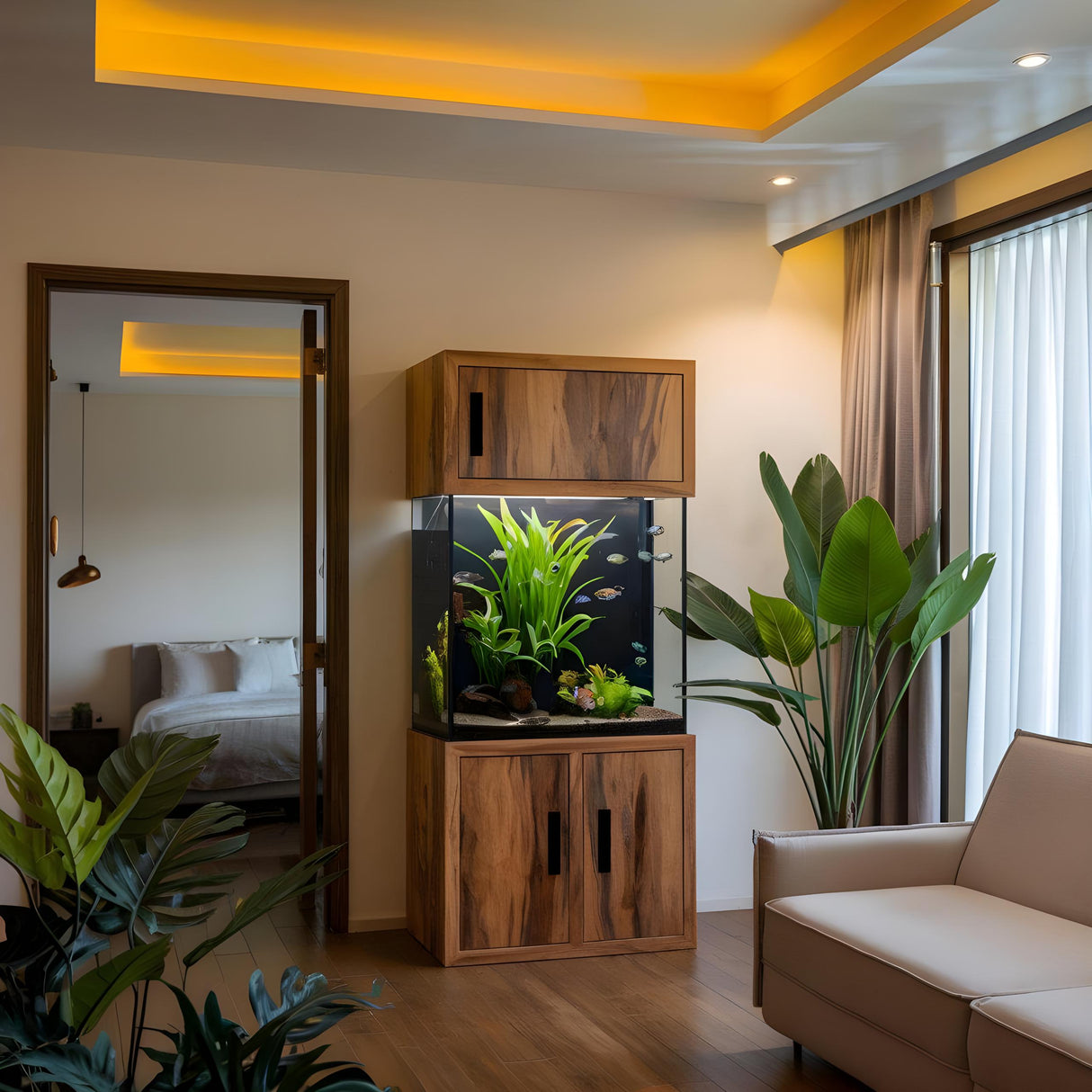 Rustic Aquarium Cabinet For Living Room Corner