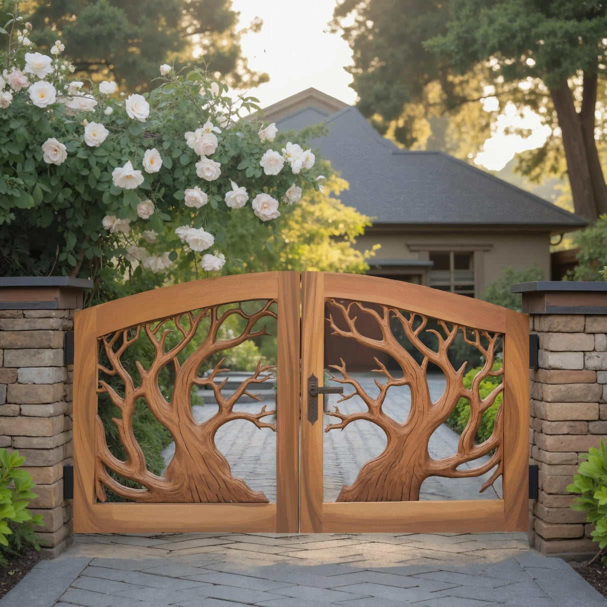 Rustic Tree Branch Gate Design For Garden Entrance