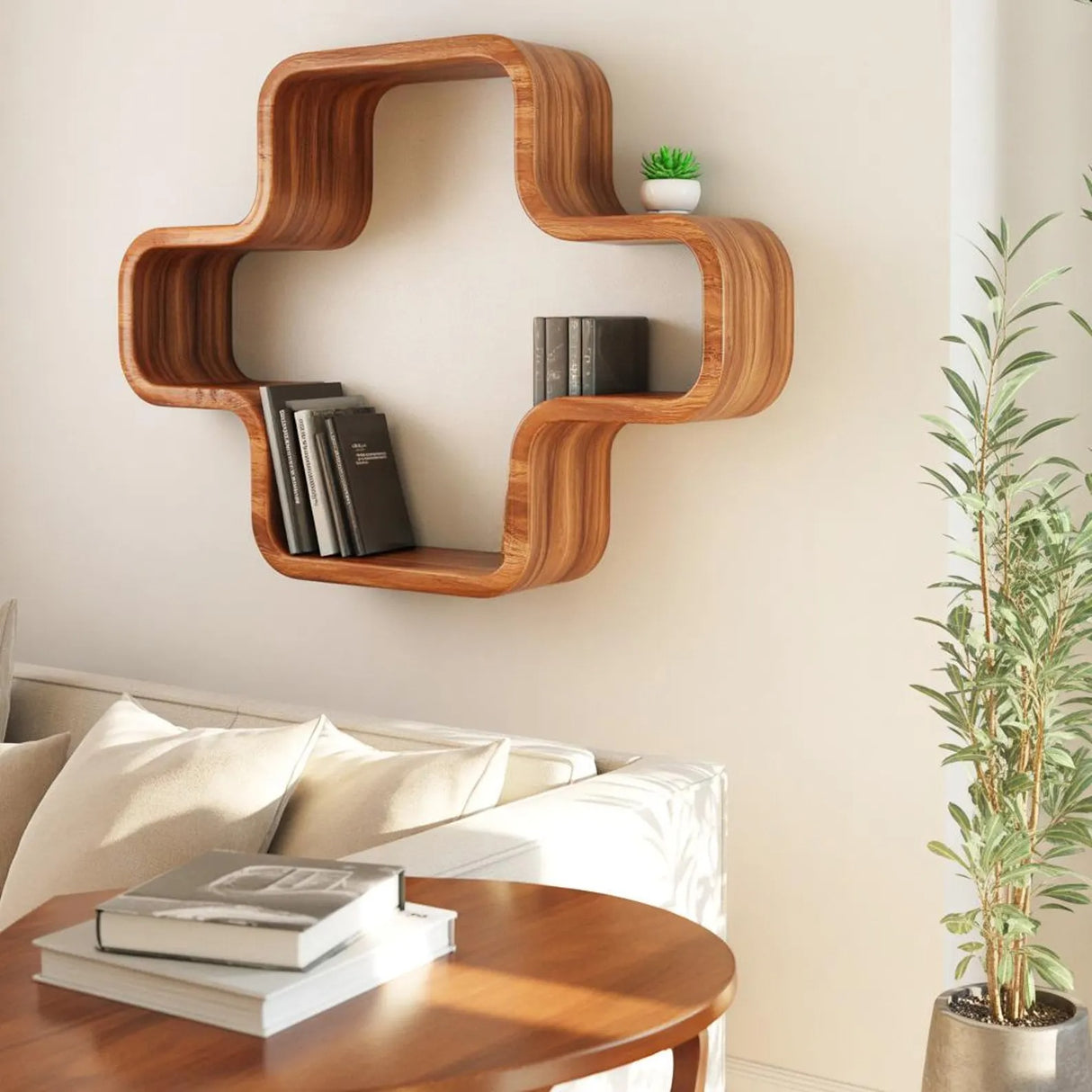 Modern Geometric Wall Mounted Bookshelf For Living Room And Office