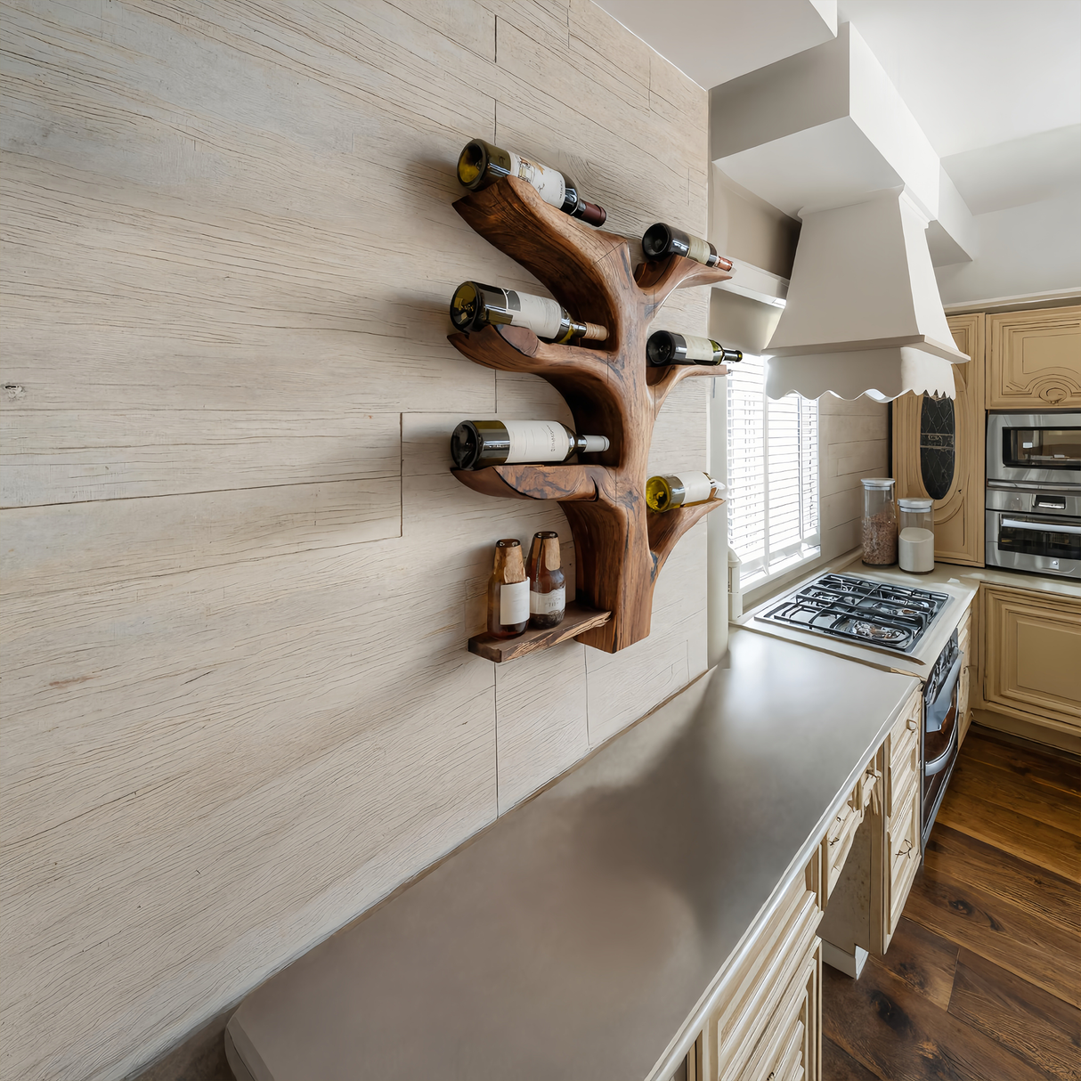 Organic Tree Style Wall Wine Rack For Kitchen Decor