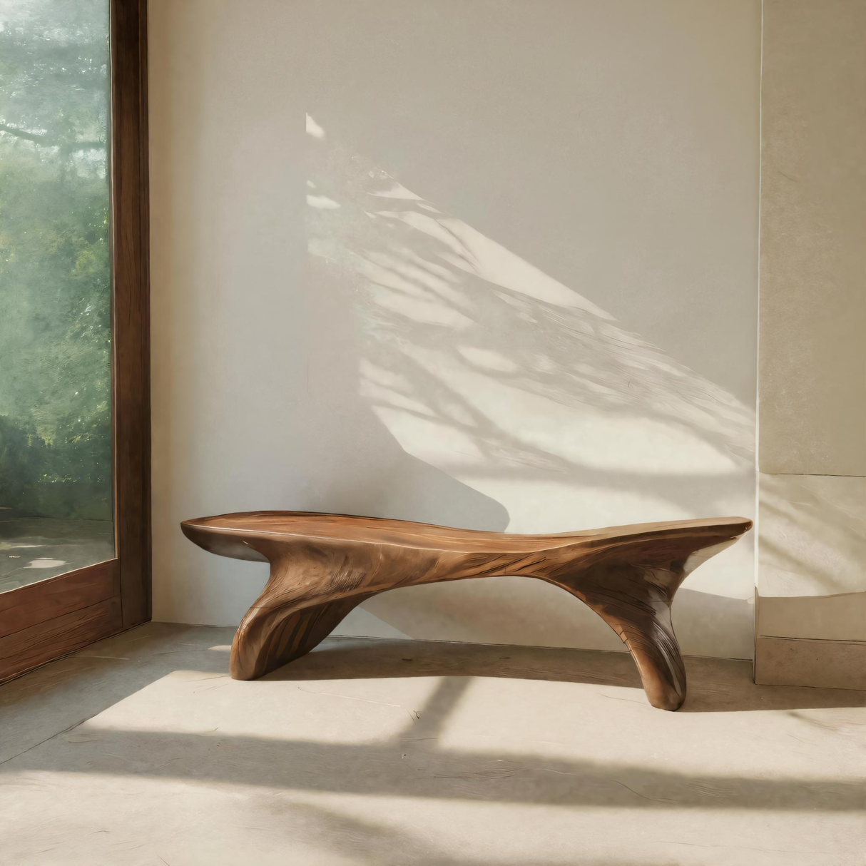 Organic Sculptural Bench With Curved Design For Entryway