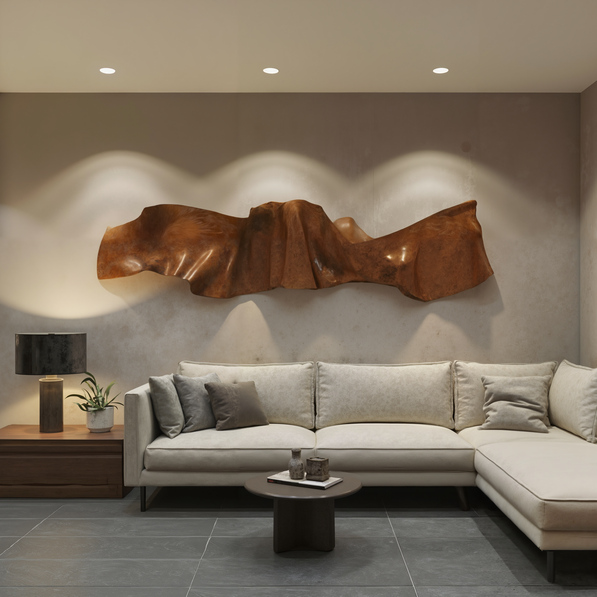Organic Modern Wall Sculpture Abstract Carved Art Panel For Living