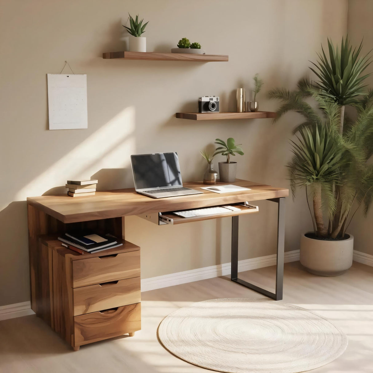 Contemporary Desk with Drawer For Home Office Workspace