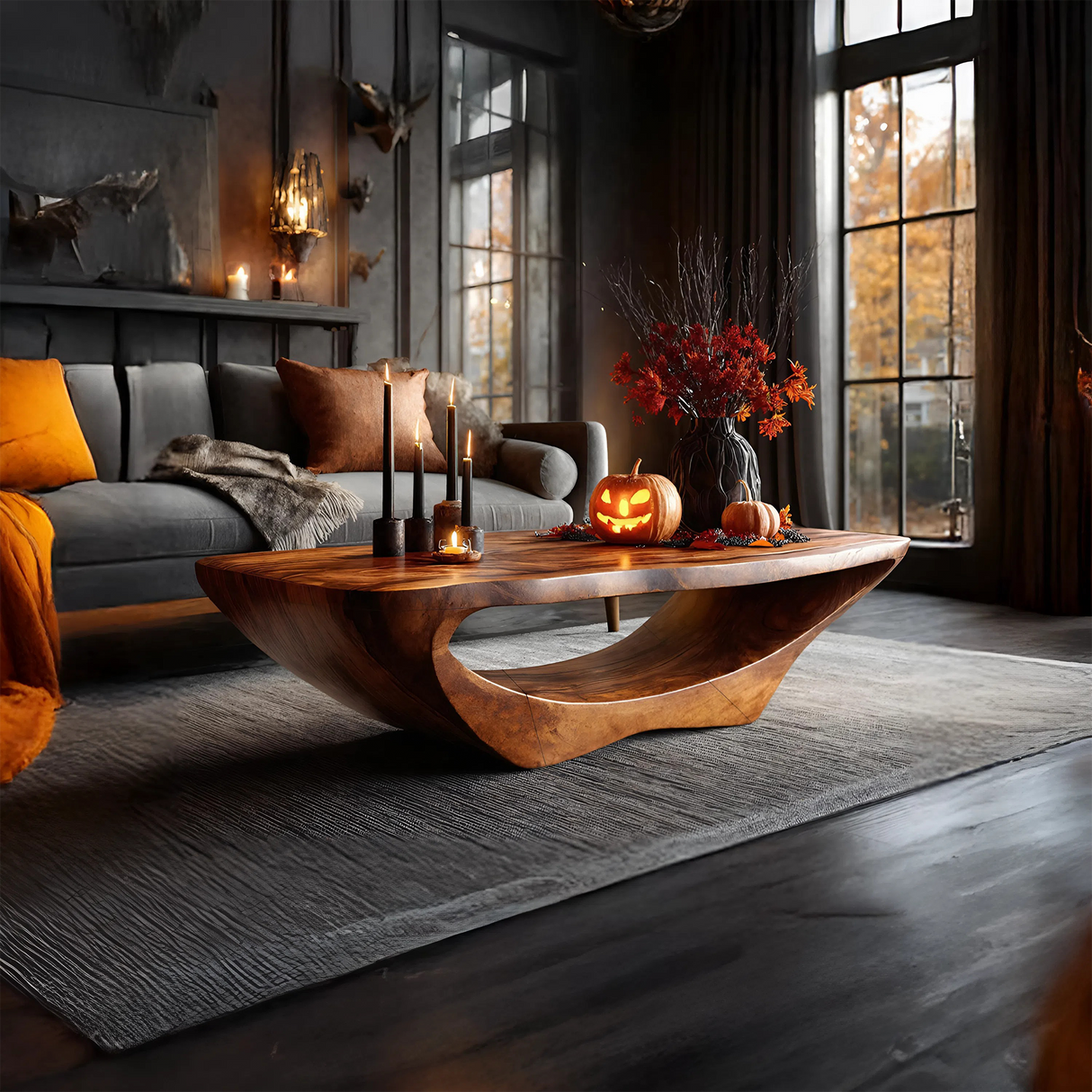 Farmhouse Live Edge Coffee Table Entryway Design Rustic Halloween