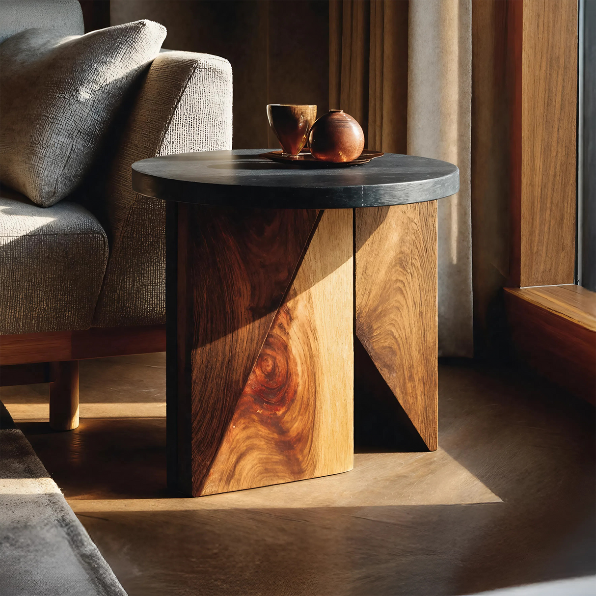 Farmhouse Solid Wood End Table For Cozy Bedside Table