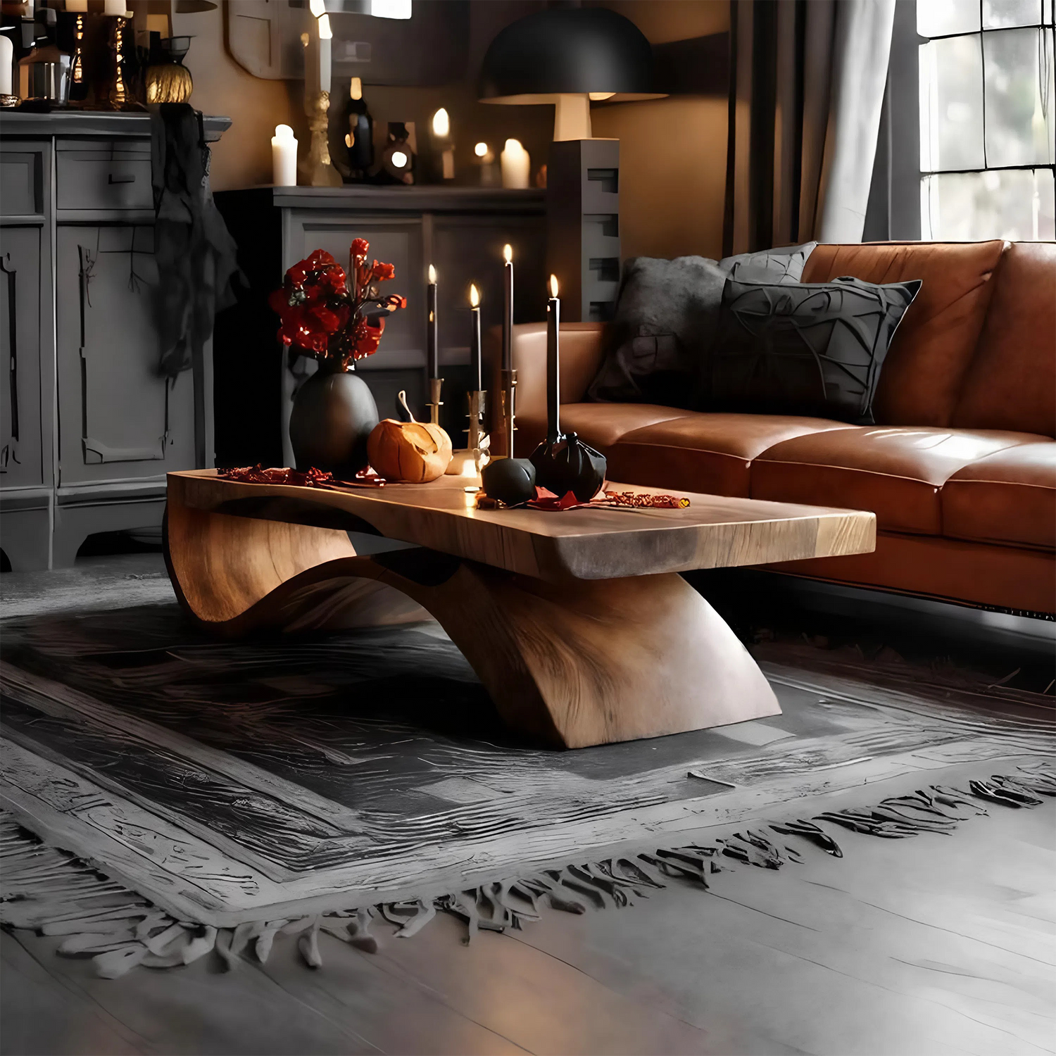 Mid Century Wooden Live Edge Coffee Table Livingroom Decor Autumn Vibes