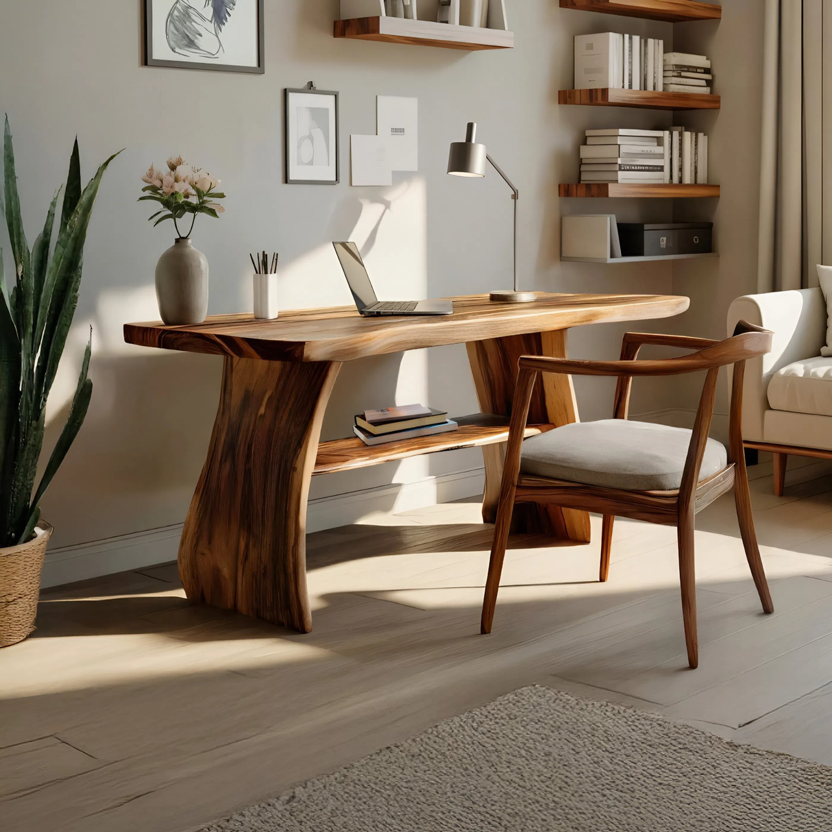 Farmhouse Live Edge Desk For Creative Studio And Office