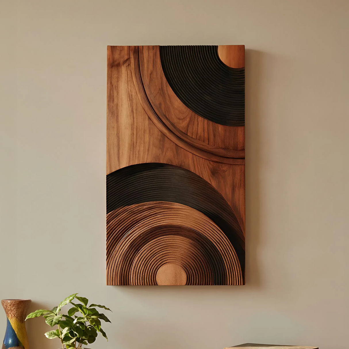 Contemporary Sculptural Wall Art Panel For Hallway Decor
