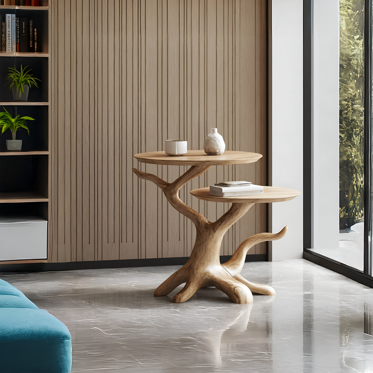 Farmhouse Solid Wood End Table For Living Room Decor And Storage