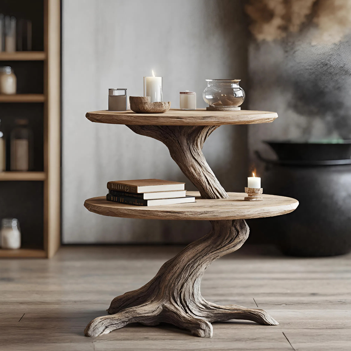 Rustic Solid Wood End Table For Modern Living Room