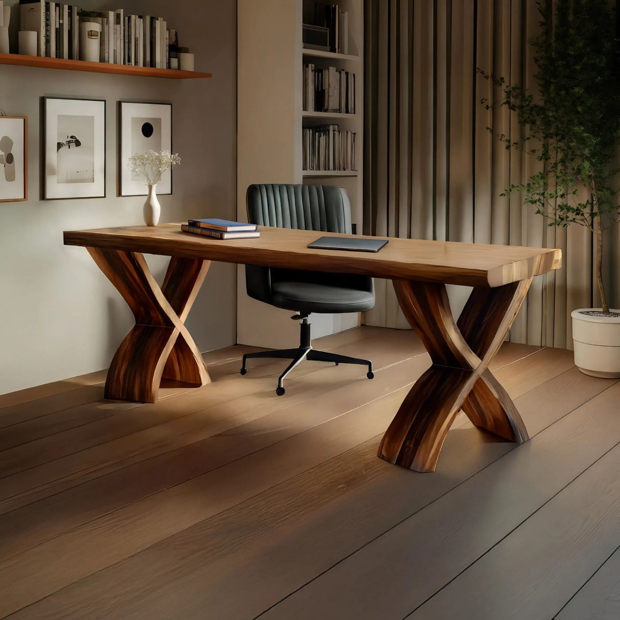 Mid Century Solid Wood Desk For Small Room Home Office