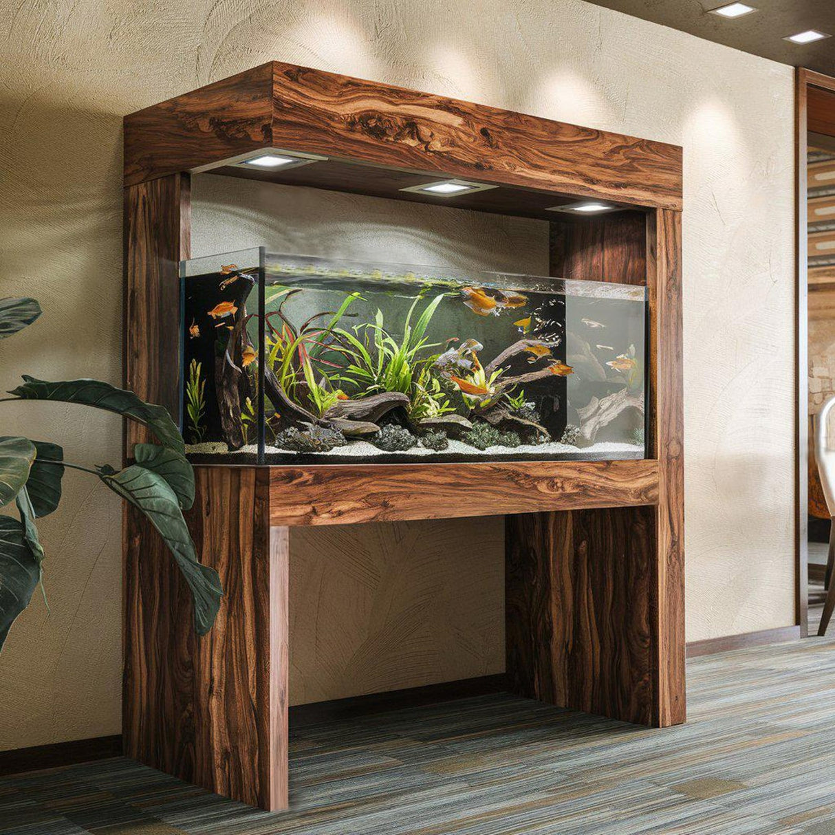 Modern Aquarium Stand With Canopy For Living Room