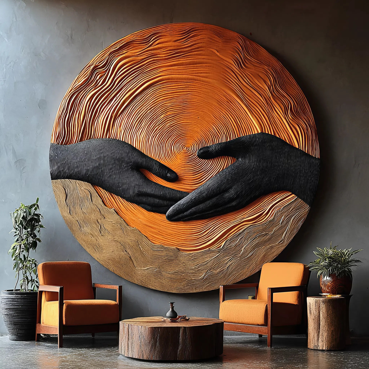 Mid Century Wooden Wall Art Sculpture For Living Room Decor