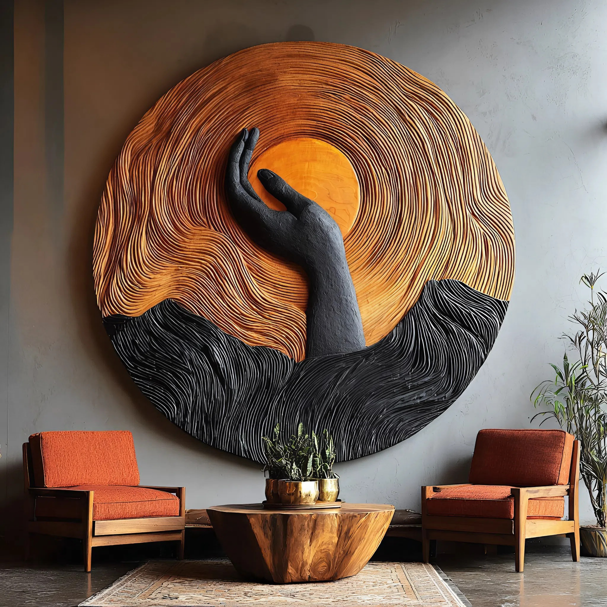 Handcrafted Solid Wood 3D Sculpture For Stylish Wall Decor