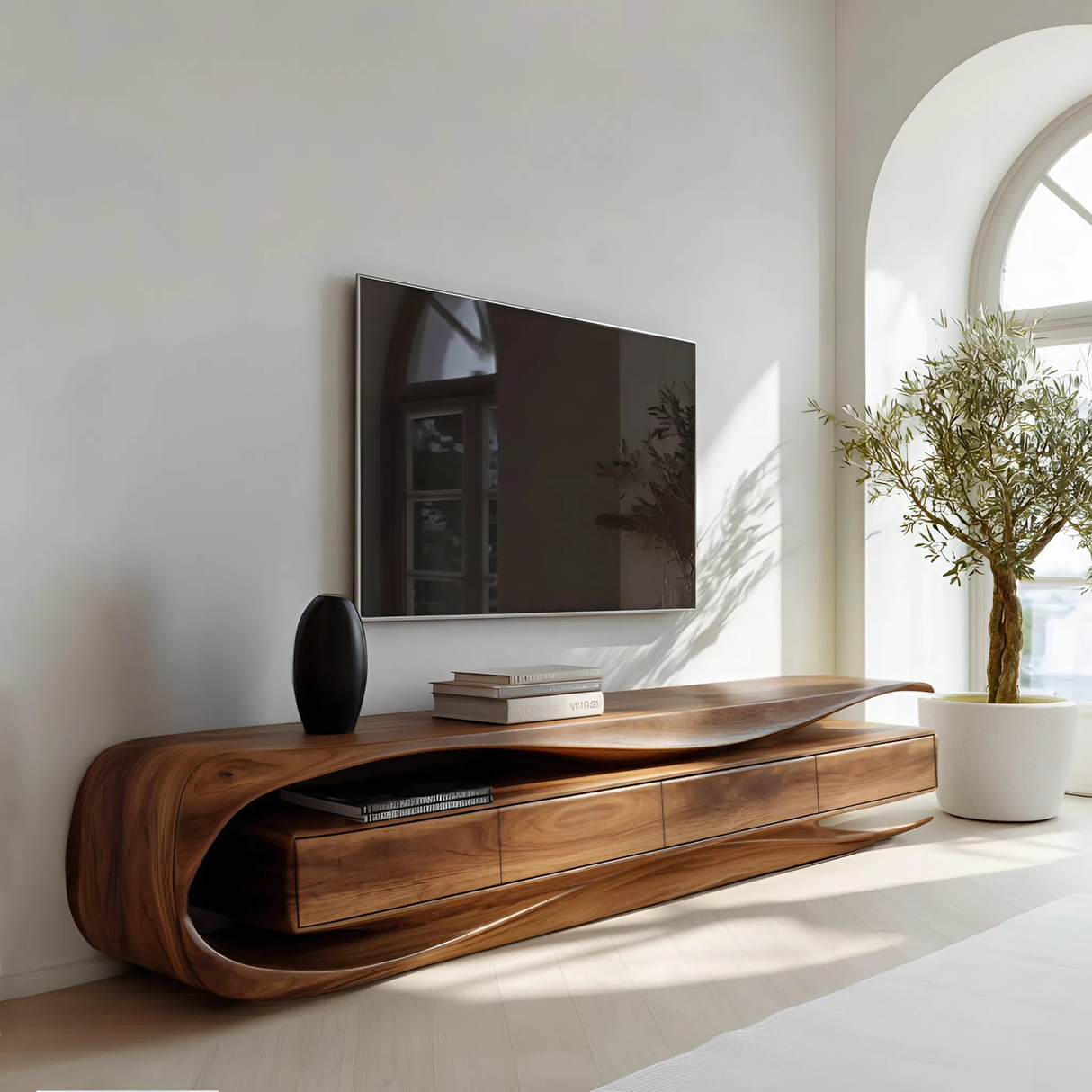 Modern Organic TV Console For Living Room Interior