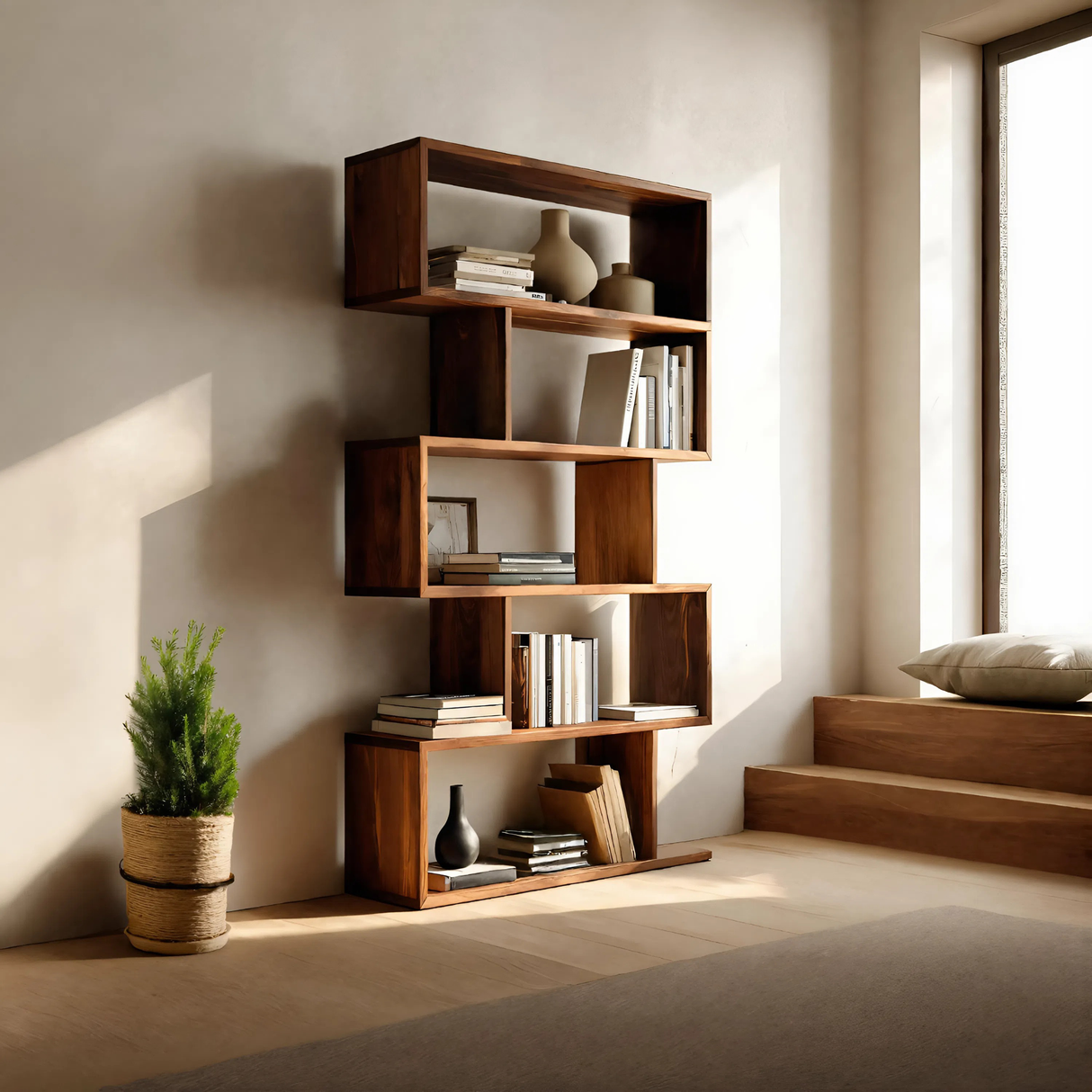 Modern Bookshelf Open Storage Display For Living Room