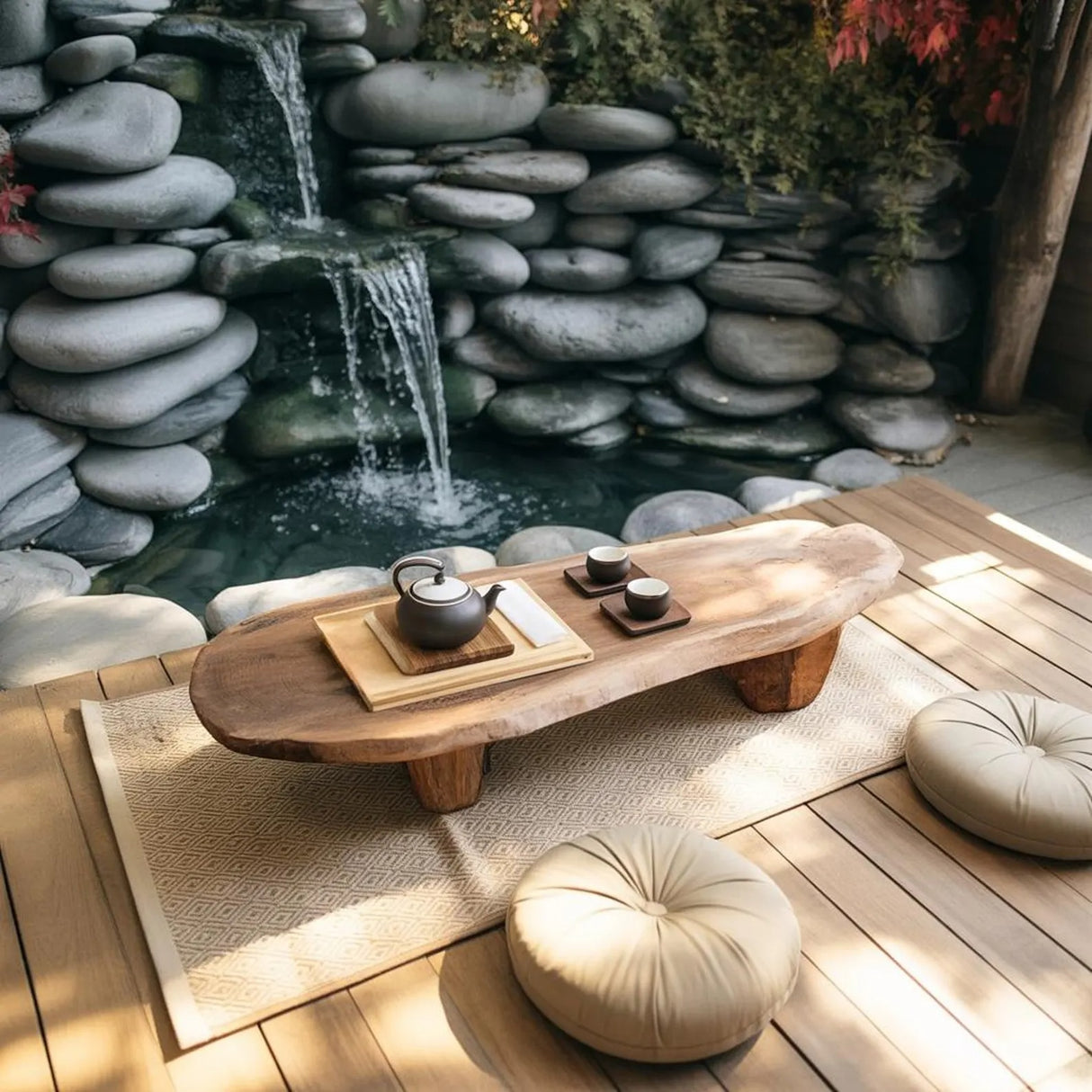 Zen Style Low Tea Table For Meditation Room Outdoor Use