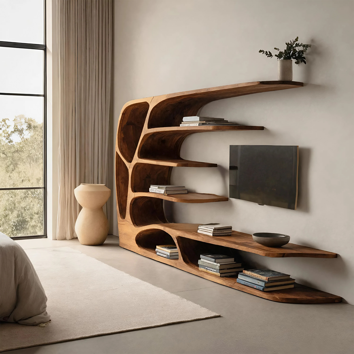 Modern Organic TV Display Shelf For Living Room