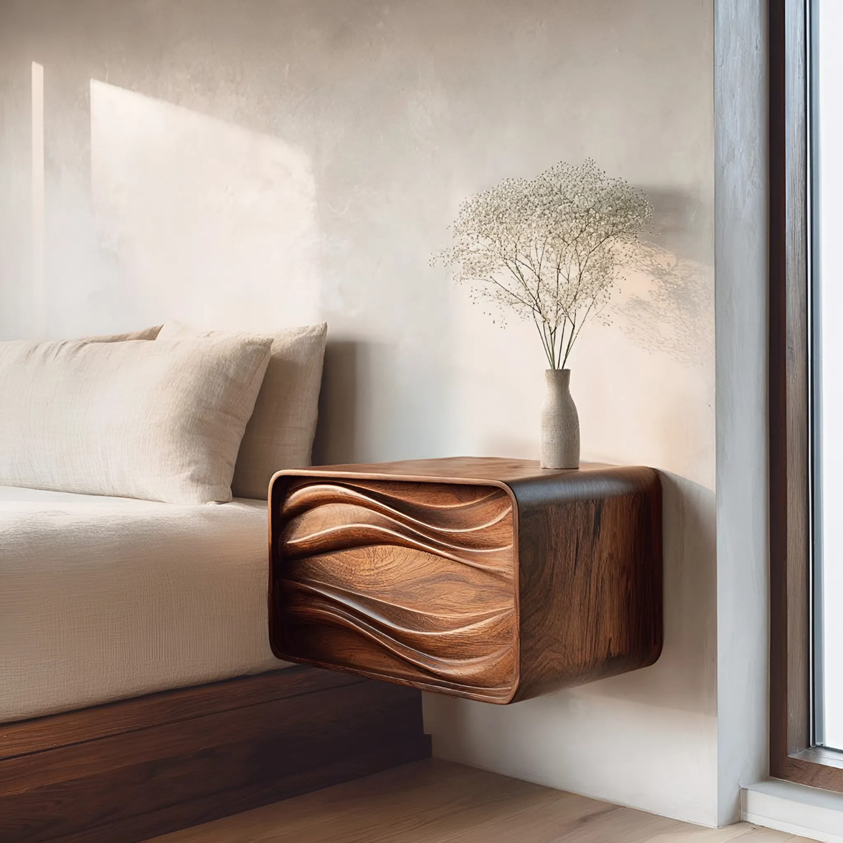 Organic Sculptural Floating Bedside Table For Bedroom Decor