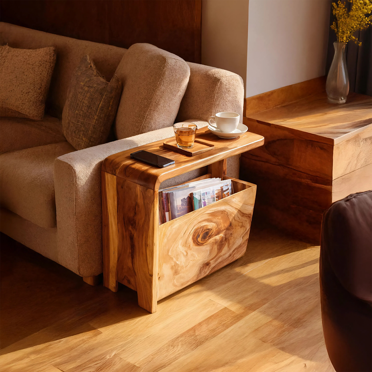 Handcrafted Live Edge Side Table For Elegant Furniture
