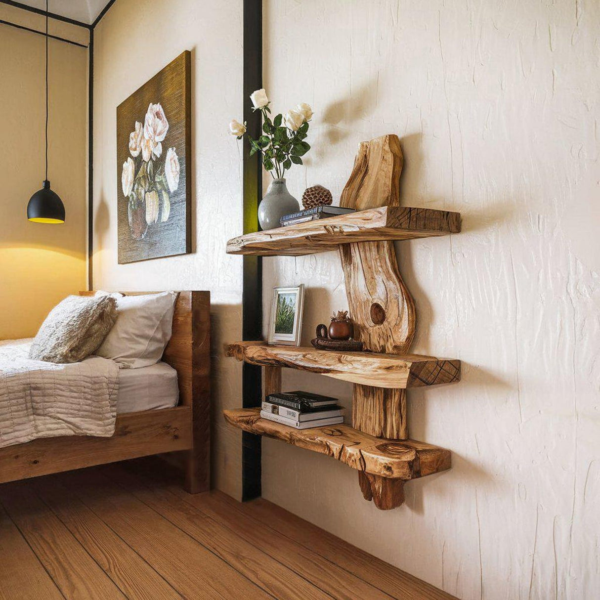 Rustic Wall Shelf For Bedroom Or Reading Corner Display