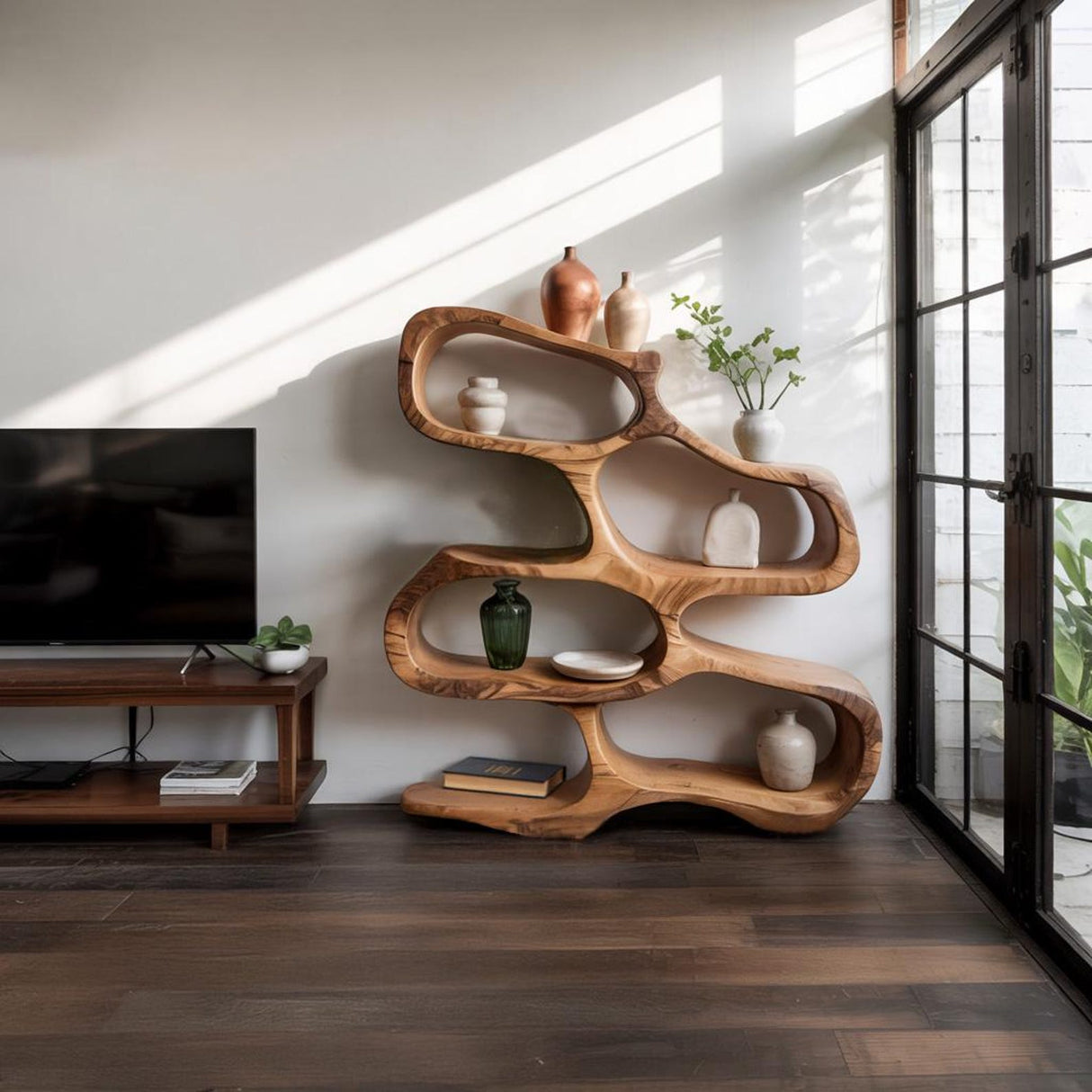 Sculptural Bookshelf For Living Room Or Office