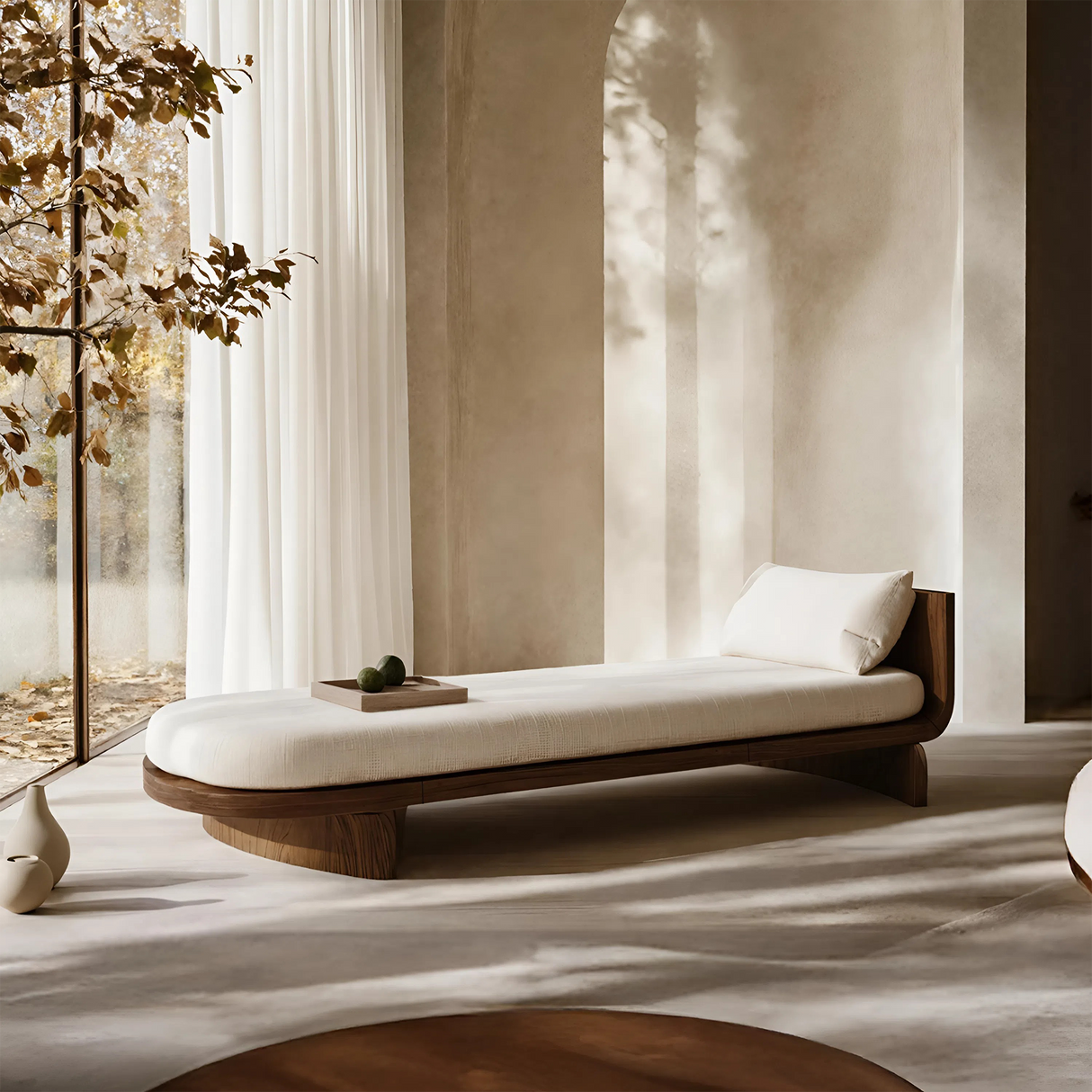 Handcrafted Mid Century Wooden Daybed For Patio Furniture Outdoor