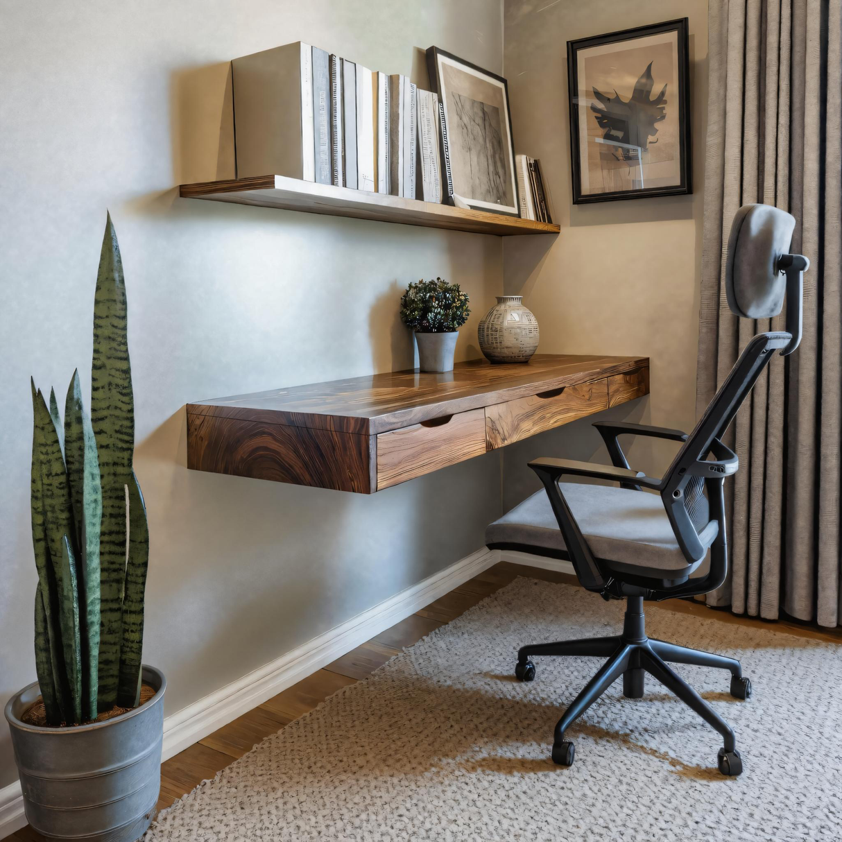 Minimalist Floating Desk With 3 Drawers For Home Office