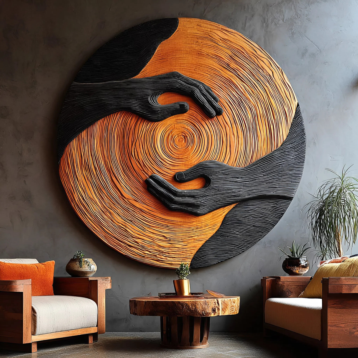 Mid Century Solid Wood 3D Sculpture For Furniture Decoration