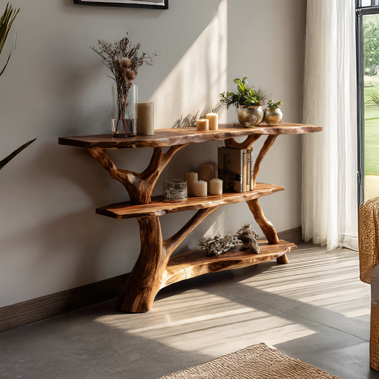 Farmhouse Solid Wood Console Table For Modern Rustic Furniture Style