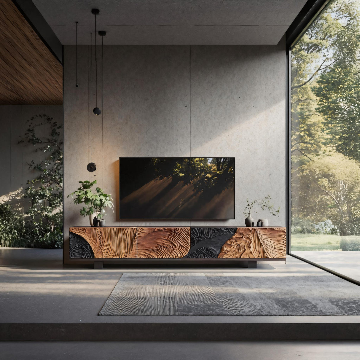 Mid Century Wood Console For Living Room Decor