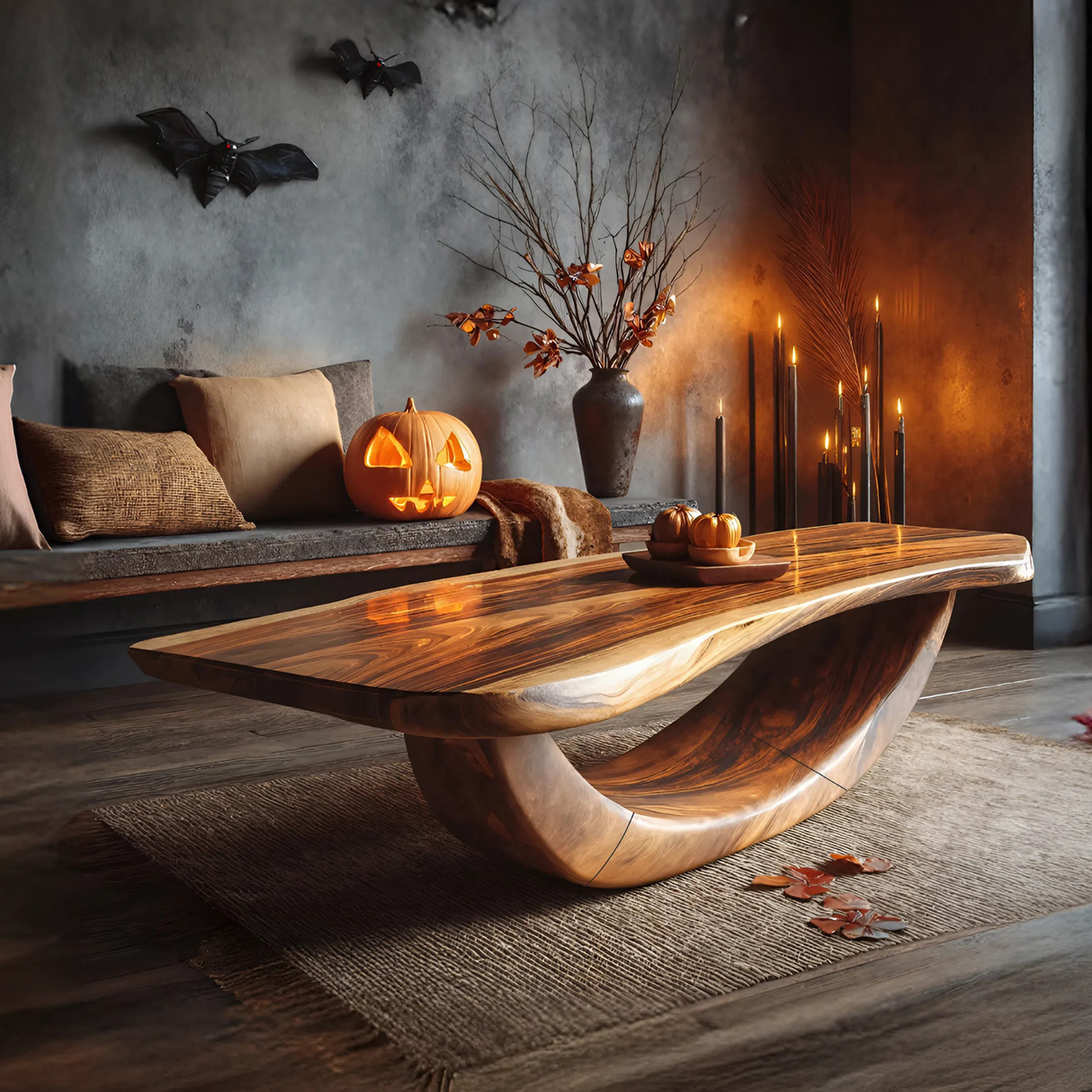 Farmhouse Wooden Live Edge Coffee Table Livingroom Decor Haunted Look