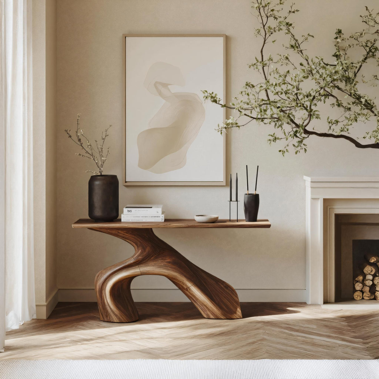 Farmhouse Live Edge Console Table Entryway Decor