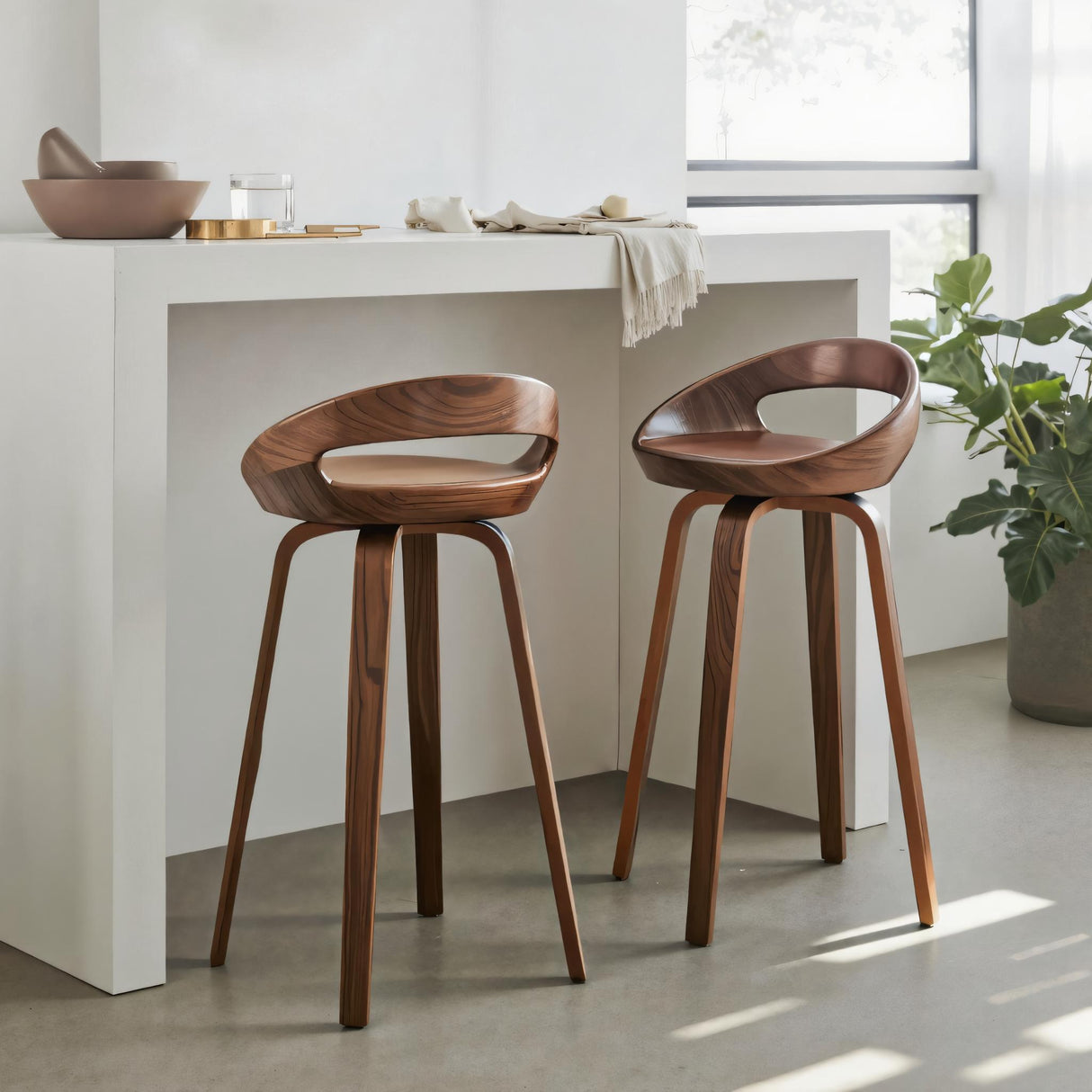 Modern Curved Bar Stools For Kitchen Island Counter Dining