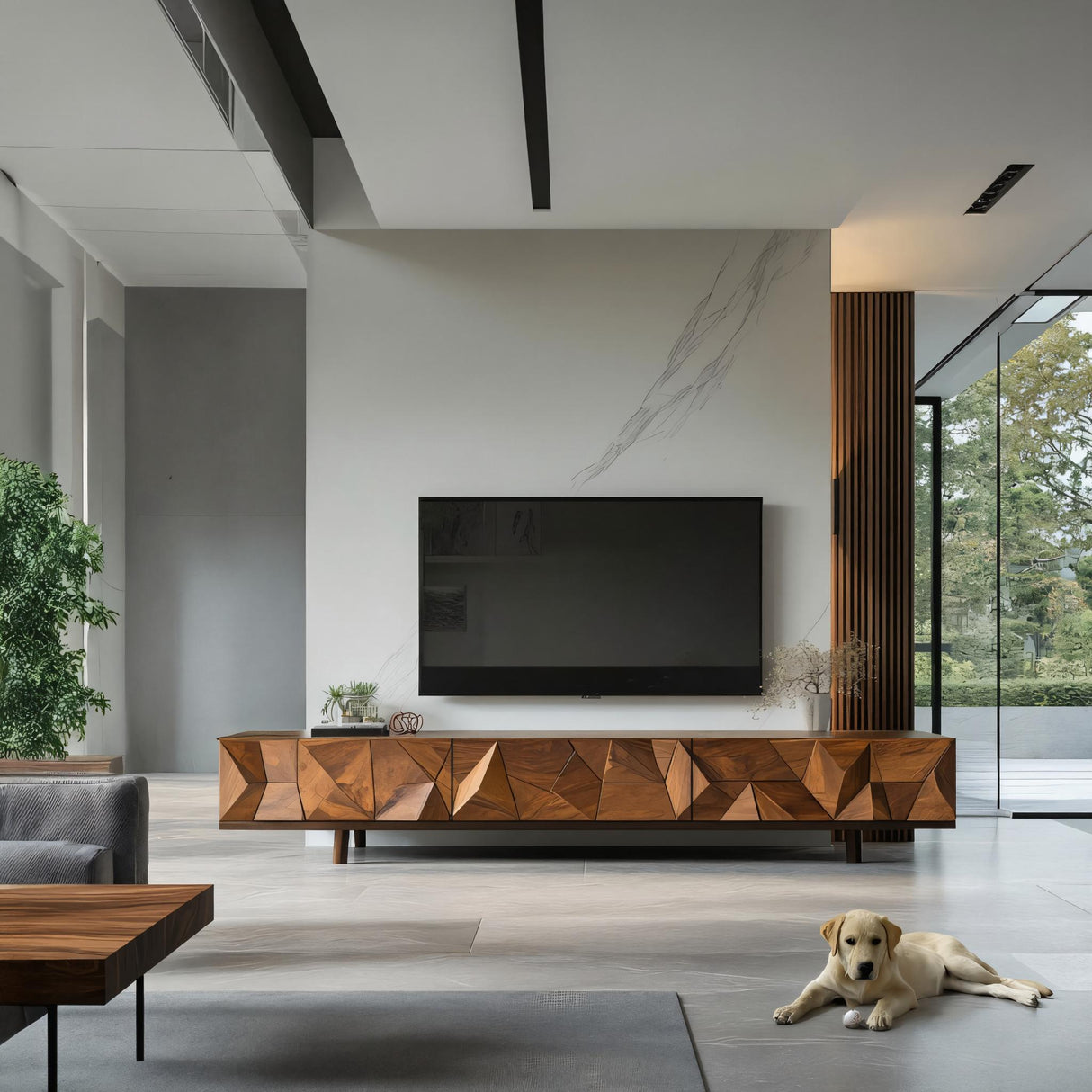 Mid Century Wooden TV Console For Entryway Decor